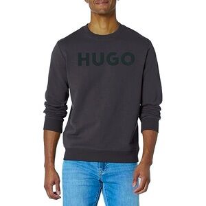 HUGO Dem OVERSIZE-FIT SWEATSHIRT IN COTTON TERRY WITH LOGO PRINT Navy, M